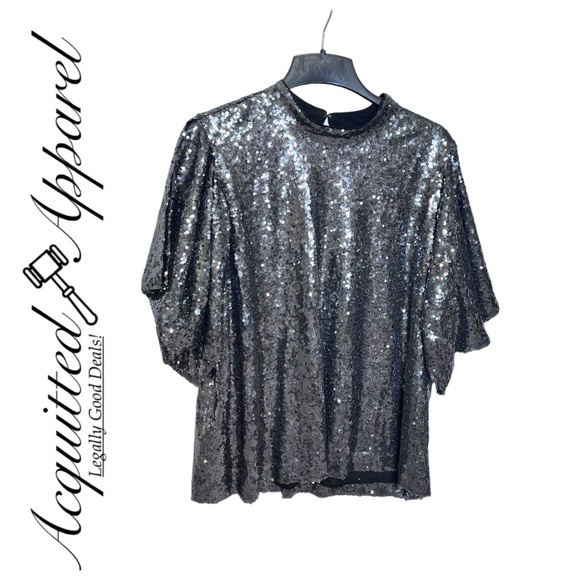 Ann Taylor Sequin Short Bat Bell Sleeve Top NWT - Picture 1 of 13